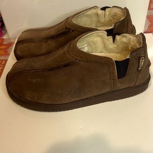 Emu Ridge Australia Suede Sheepskin Wool Interior Slippers Men’s Size 7 tan